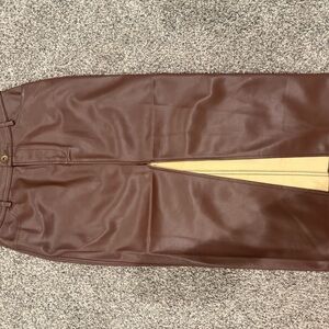 Revolve X Heartloom Brown Faux Leather MIDI Skirt